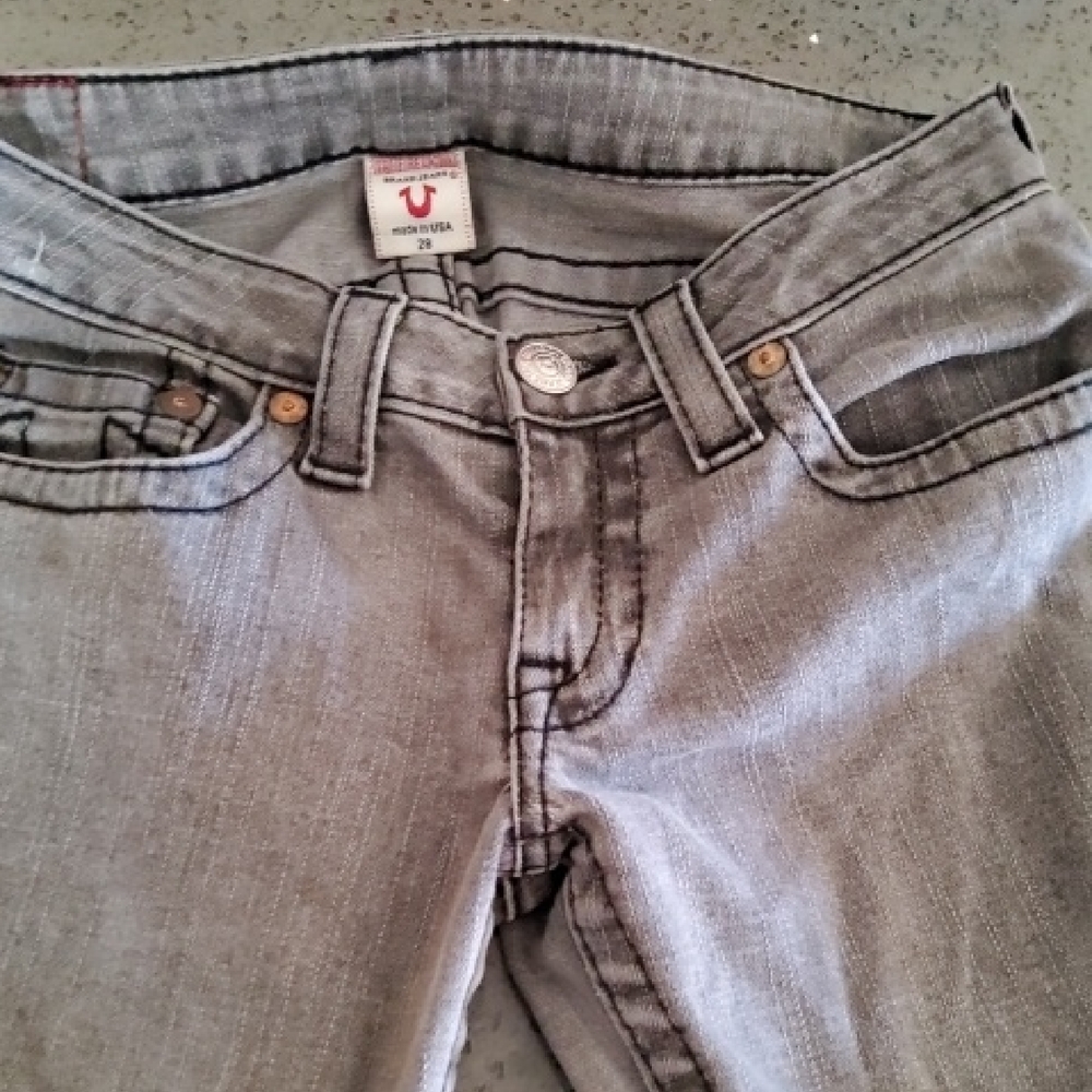 True Religion Women's Gray Denim Capris